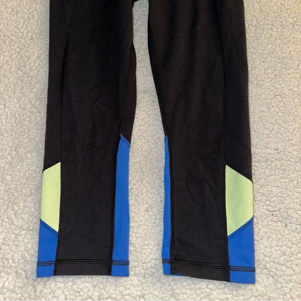 Lululemon Womens Embody Crop Leggings Black Blue Green Size 4 EUC - Picture 2 of 10